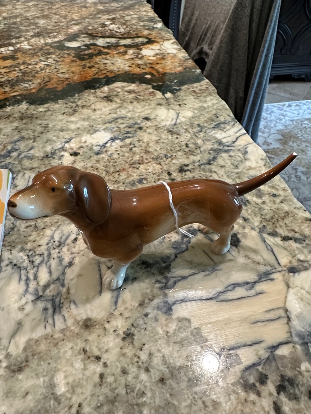 Brown Ceramic Dachshund Dog Figurine - Decorative Pet Accent